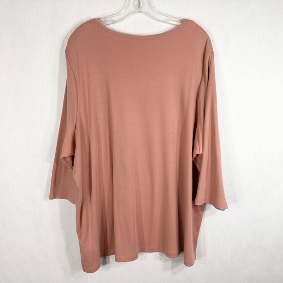 Quacker Factory Plus Size 3X Top Dusty Pink Sequin Studded Knit Scoop Neck‎ 1453 - Picture 2 of 8